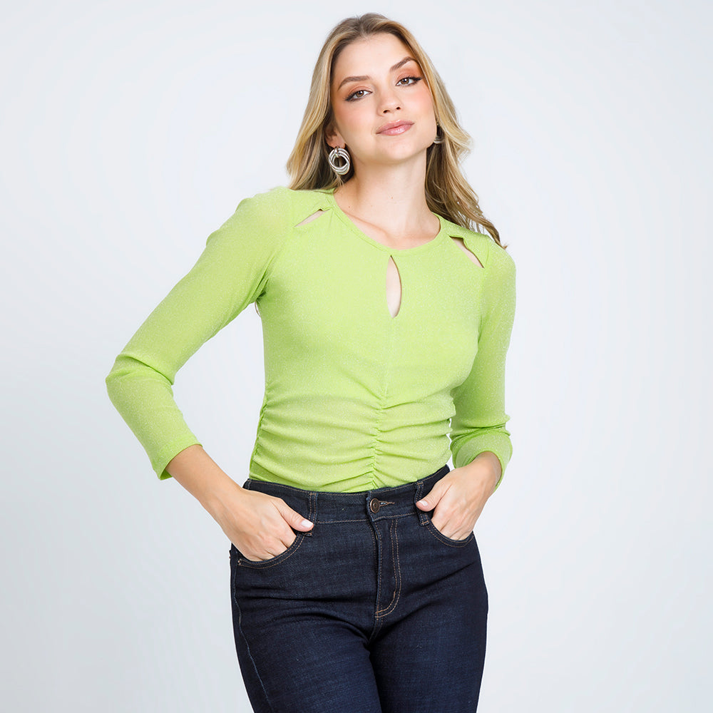 Pantalón Blanco Blusa Verde Limon Outfit Blusa Verde Limon Mujer