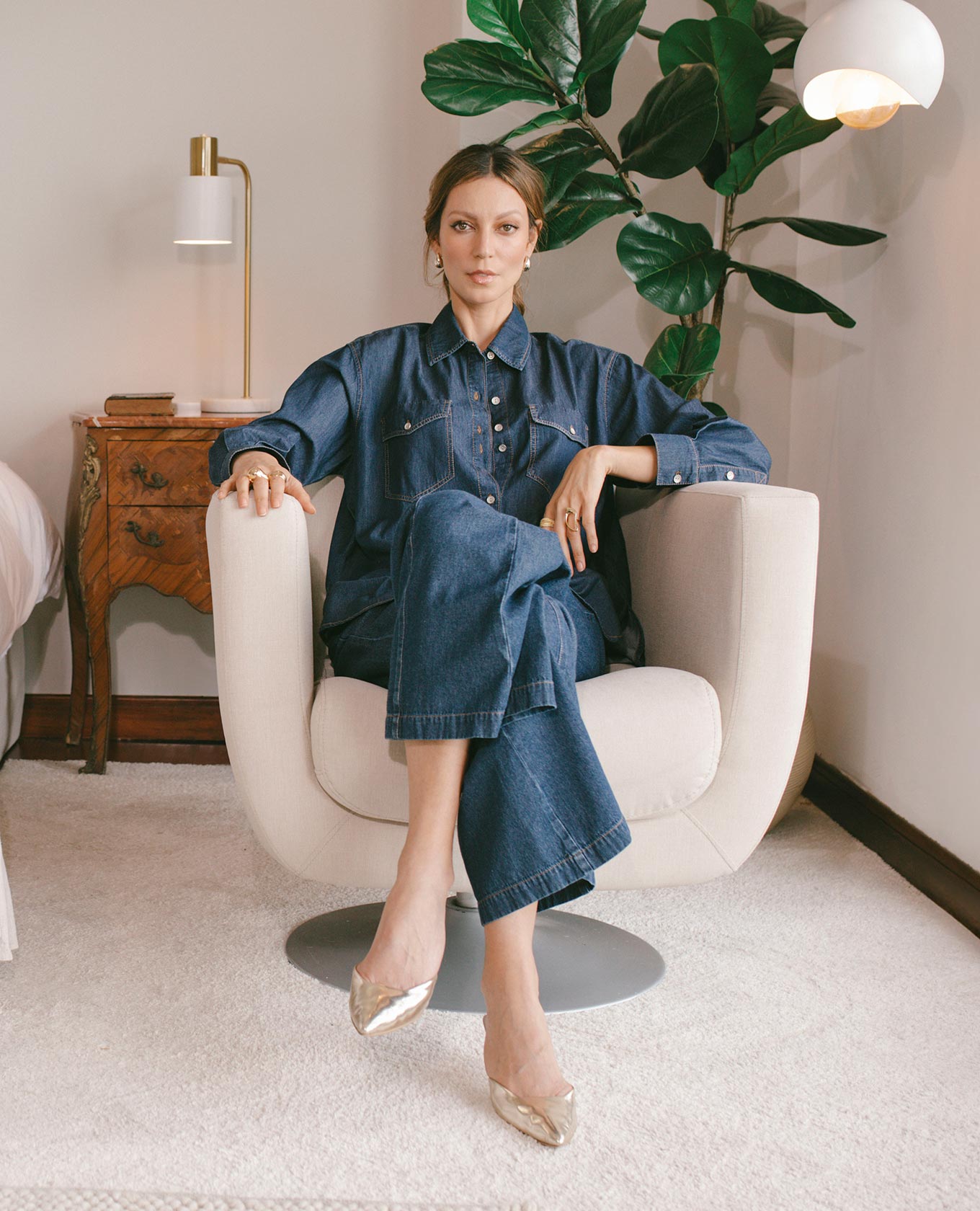 Women's Chambray Shirt, Regular Fit, Long Sleeve