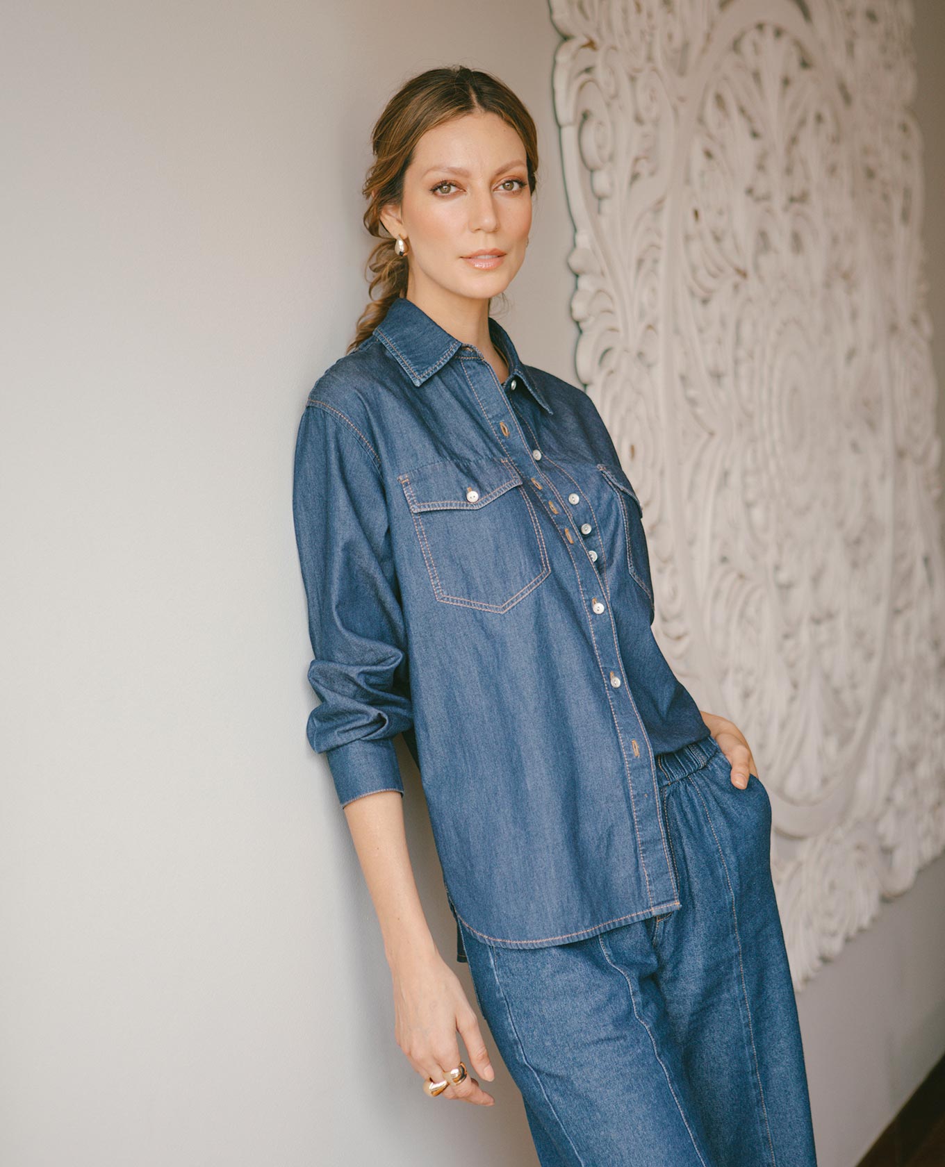 Women's Chambray Shirt, Regular Fit, Long Sleeve