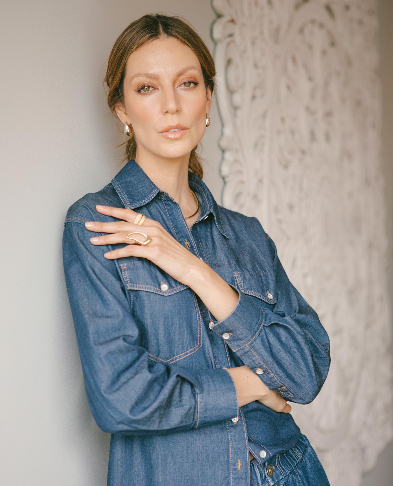 Women's Chambray Shirt, Regular Fit, Long Sleeve