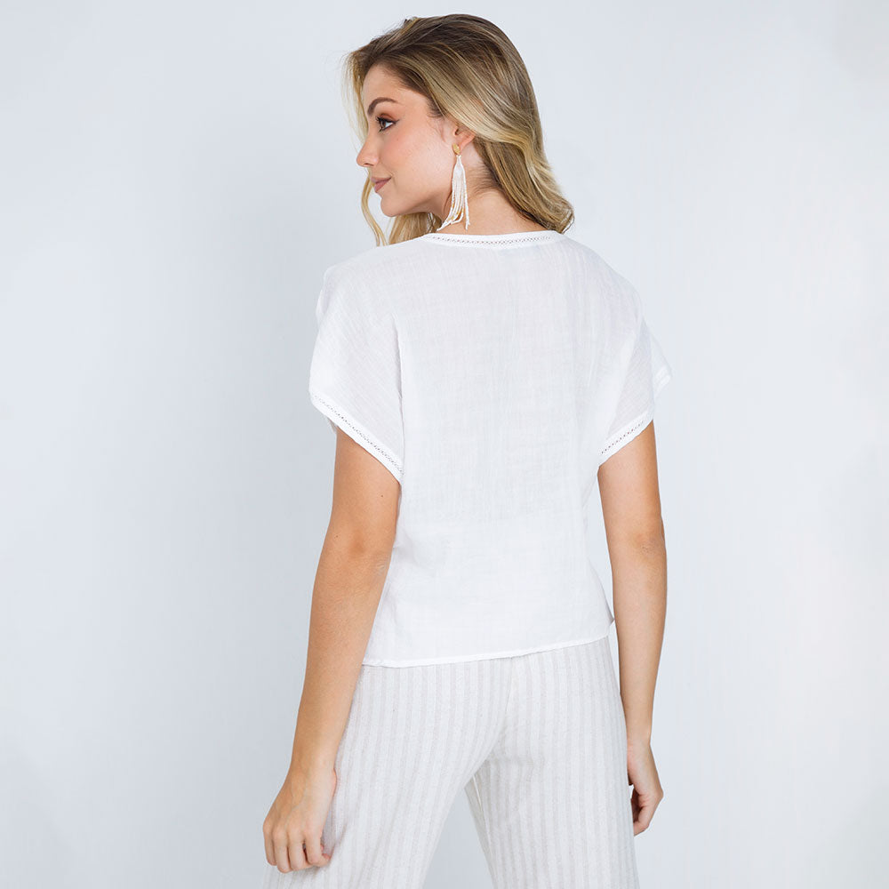 BLUSA CON PUNTADA ARTESANAL - IVORY