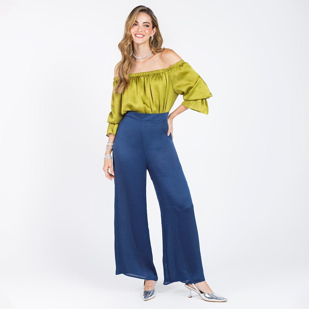 PANTALÓN CELEBRACIÓN SILUETA WIDE LEG AZUL OSCURO