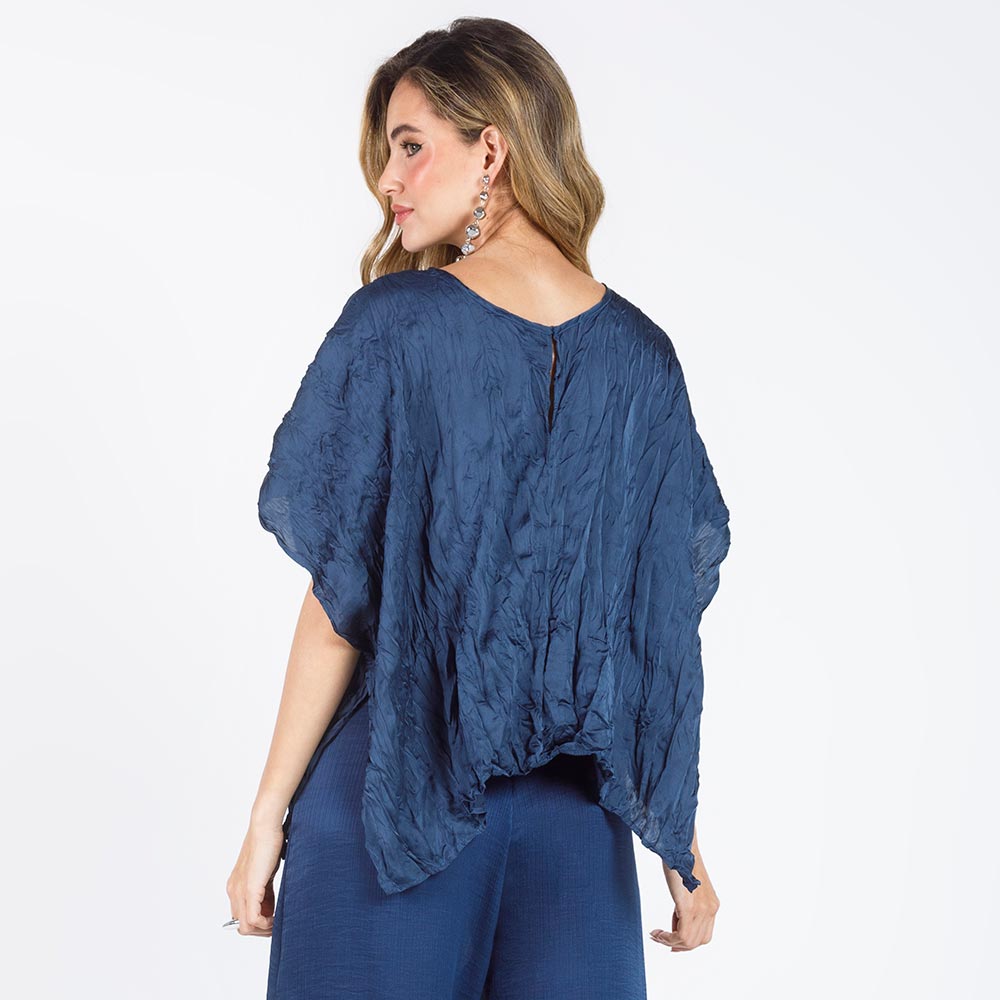 PONCHO CRAQUELADO PARA MUJER AZUL OSCURO