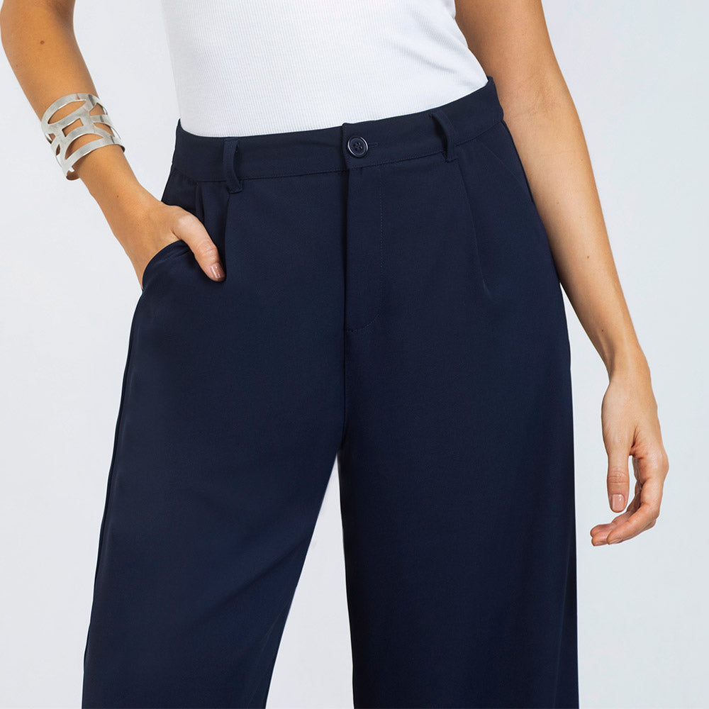 PANTALÓN  WIDE LEG PARA CON PRENSES AZUL OSCURO