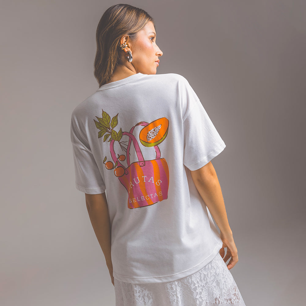 CAMISETA IVORY OVERSIZE CON ESTAMPADO EN FRENTE Y ESPALDA