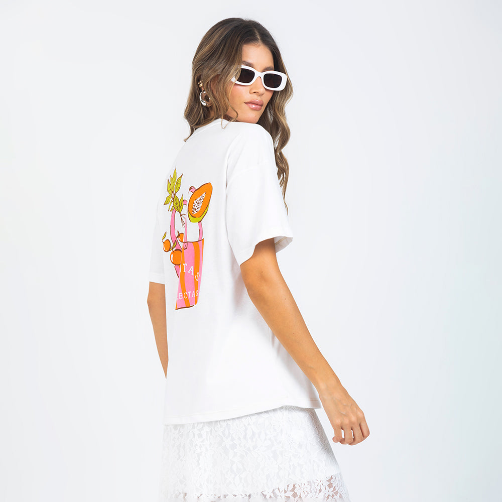 CAMISETA IVORY OVERSIZE CON ESTAMPADO EN FRENTE Y ESPALDA