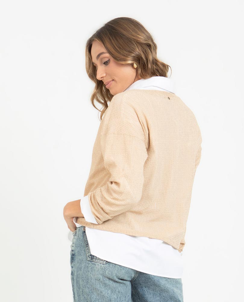 WOMEN'S KNITTED SWEATSHIRT WITH SEMI-TRAY NECKLINE