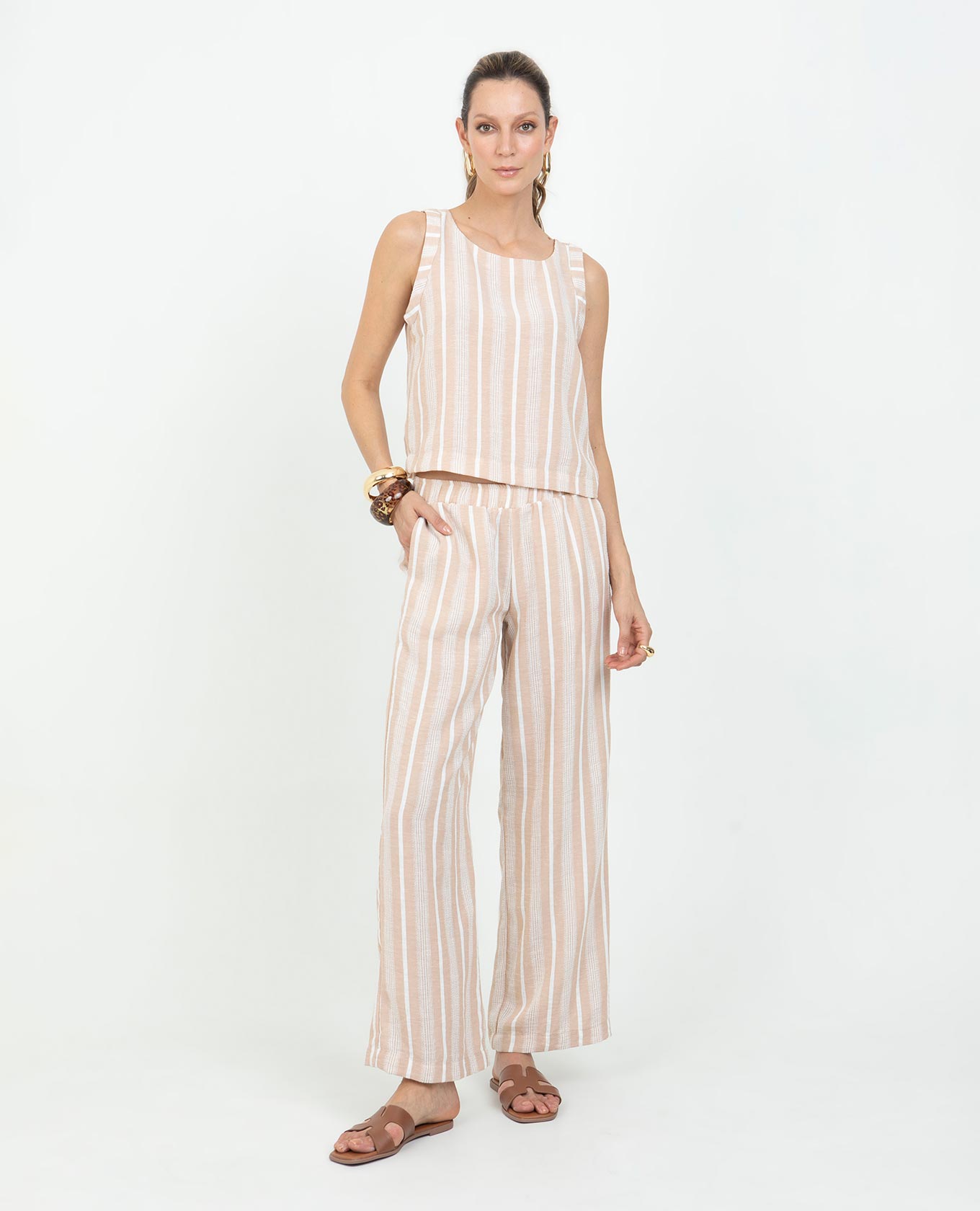 Women's Sleeveless Striped Cropped Top