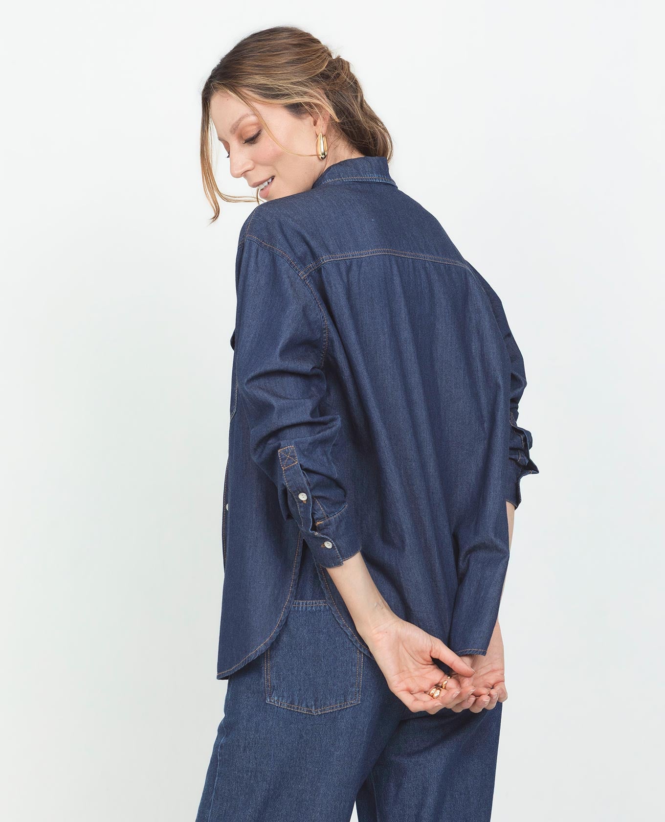 Women's Chambray Shirt, Regular Fit, Long Sleeve