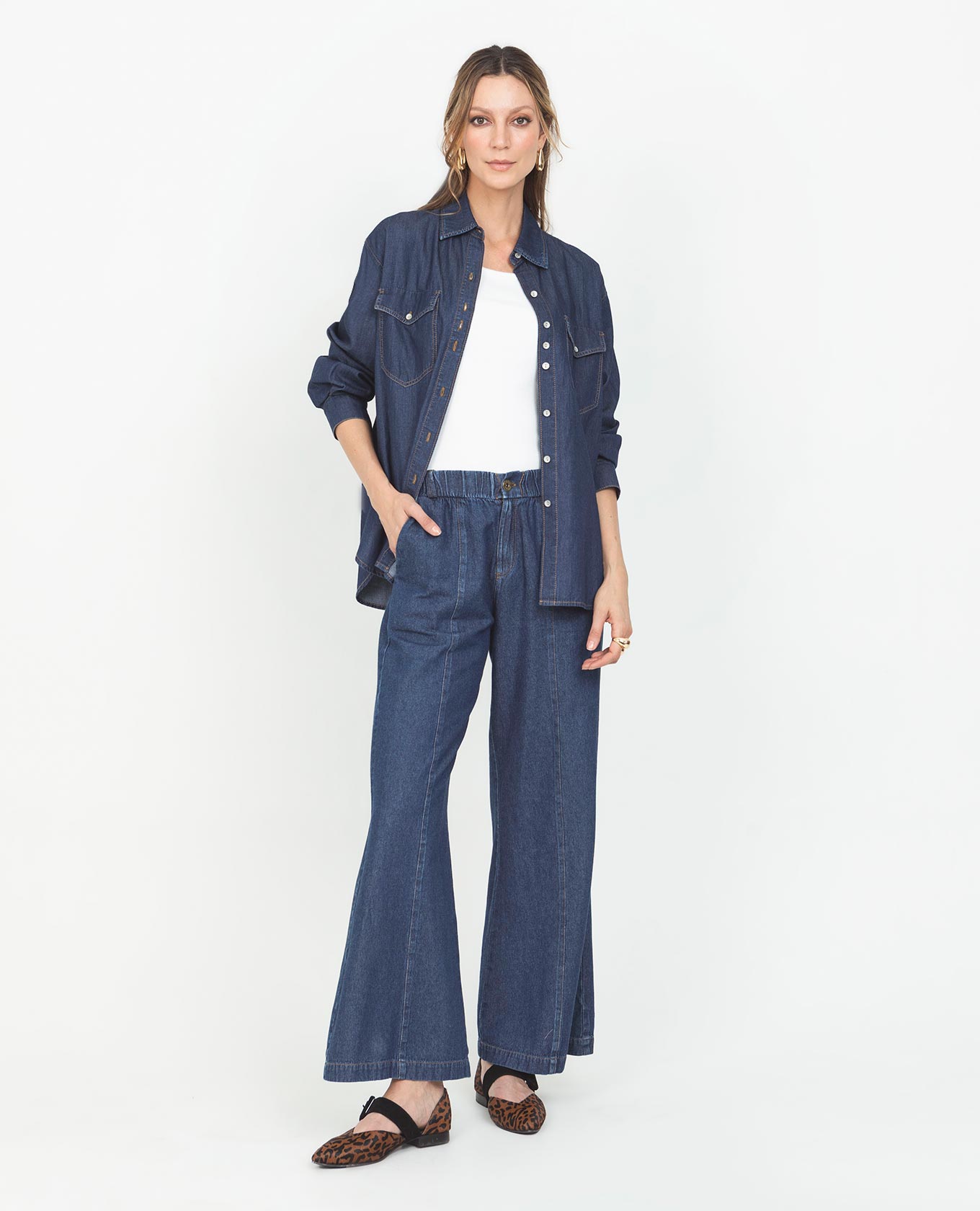 Women's Chambray Shirt, Regular Fit, Long Sleeve