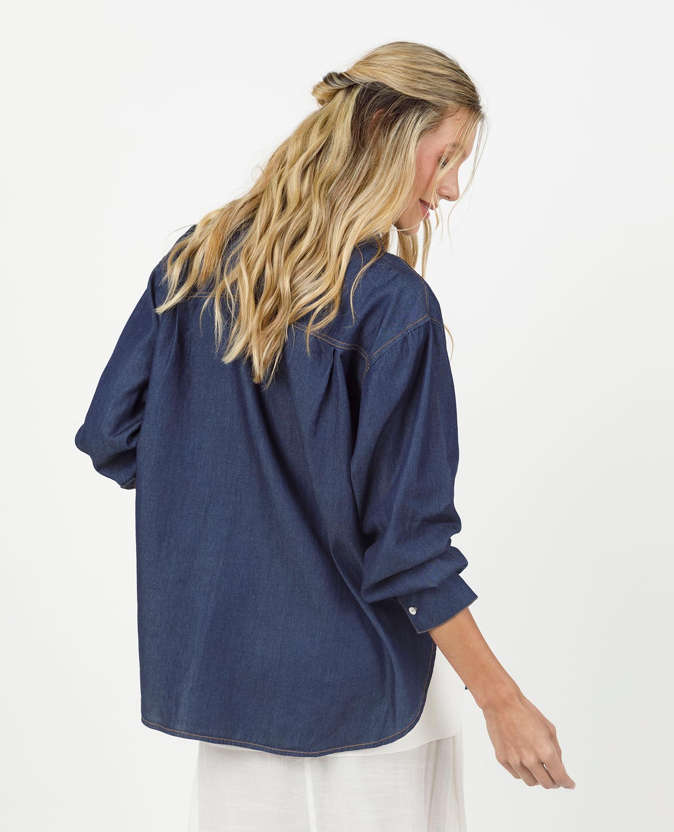 Women's Chambray Shirt, Regular Fit, Long Sleeve