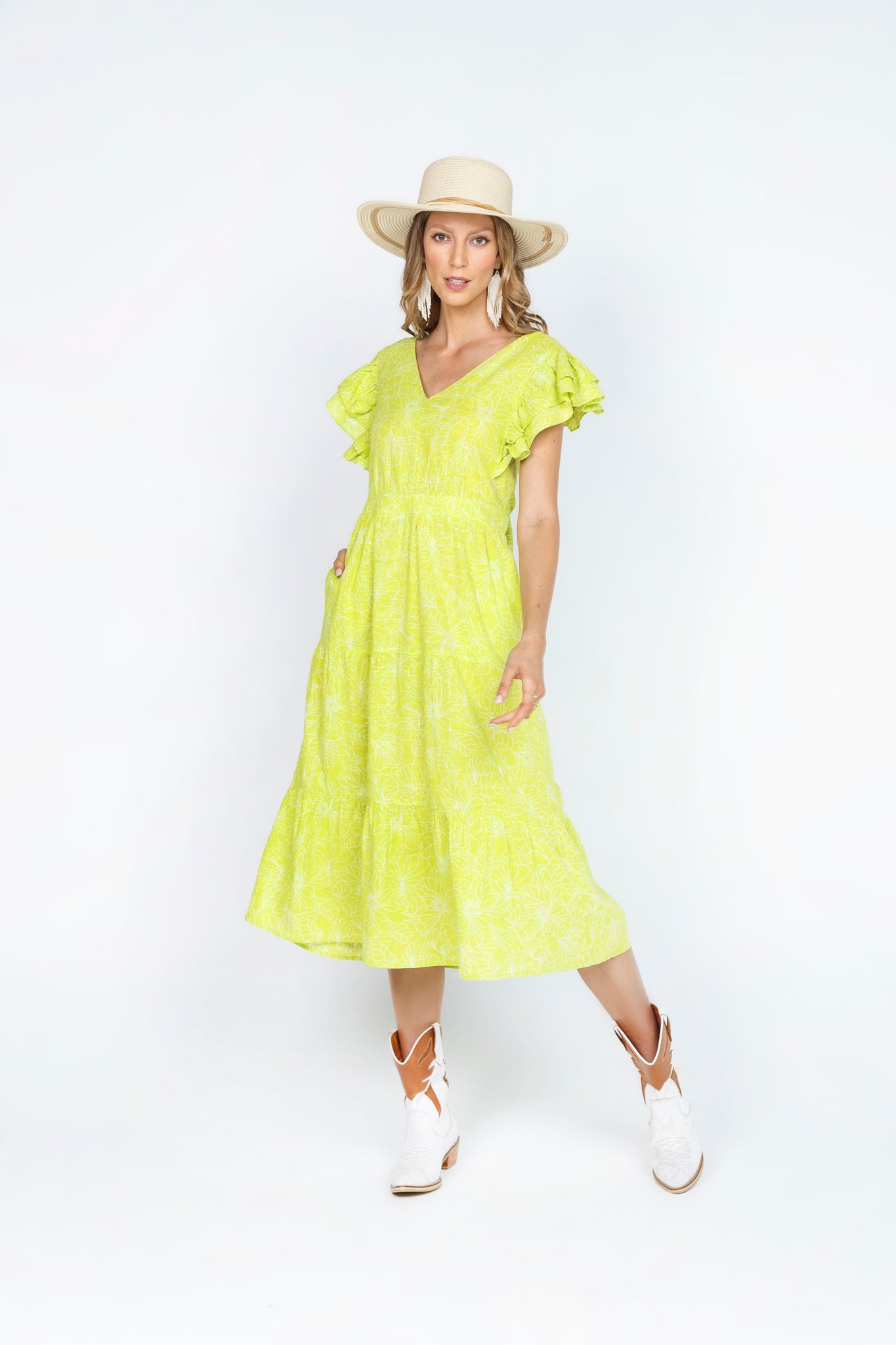 VESTIDO MIDI - VERDE LIMON