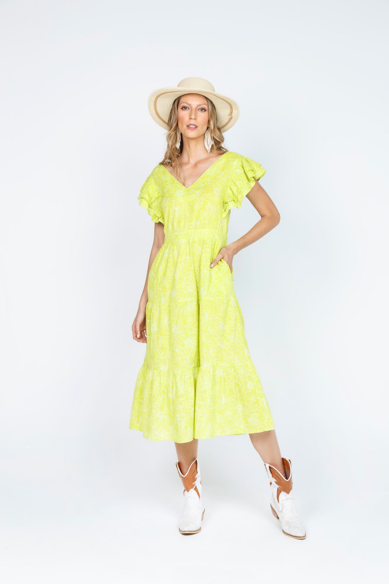 VESTIDO MIDI - VERDE LIMON