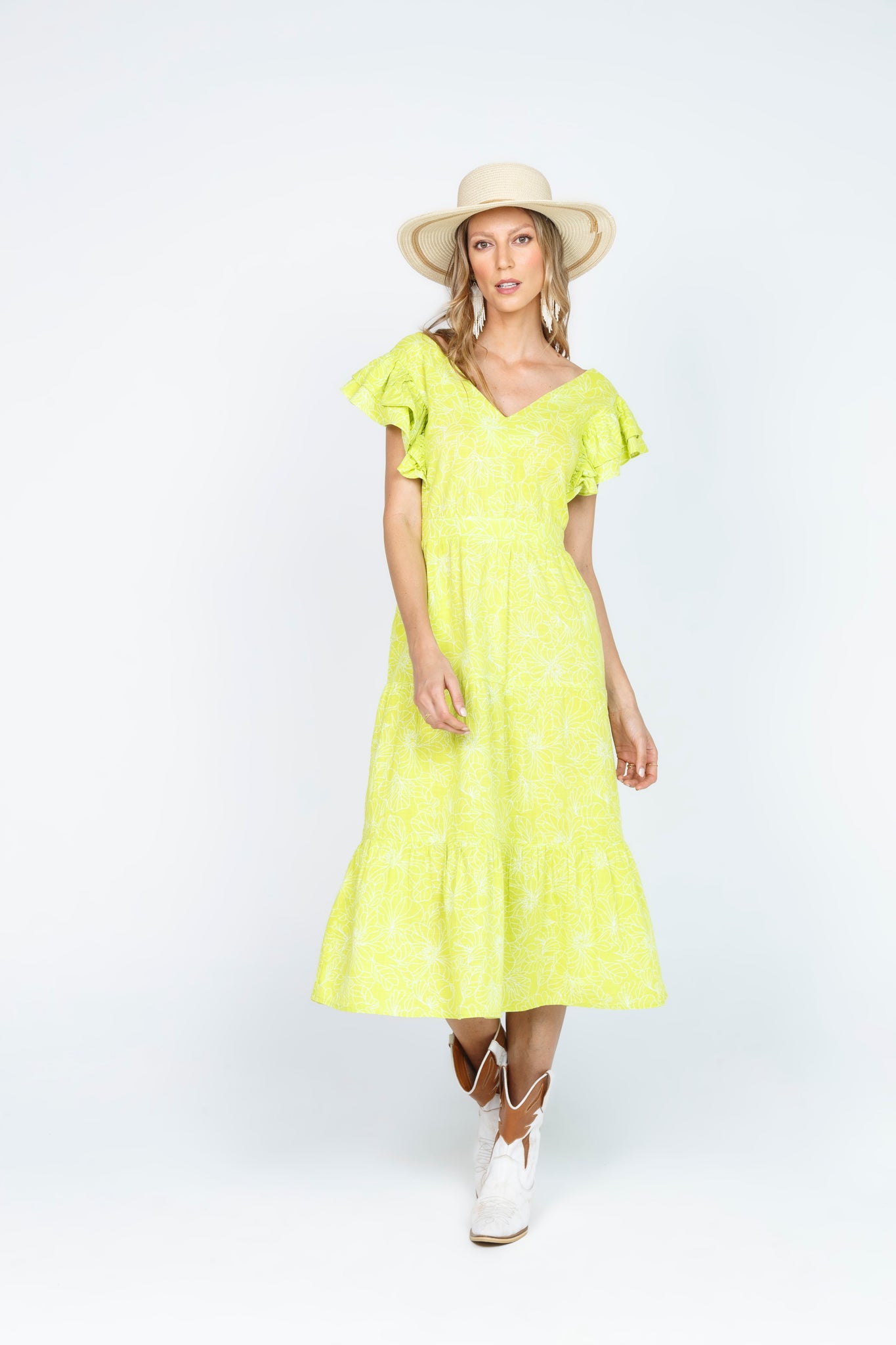 VESTIDO MIDI - VERDE LIMON