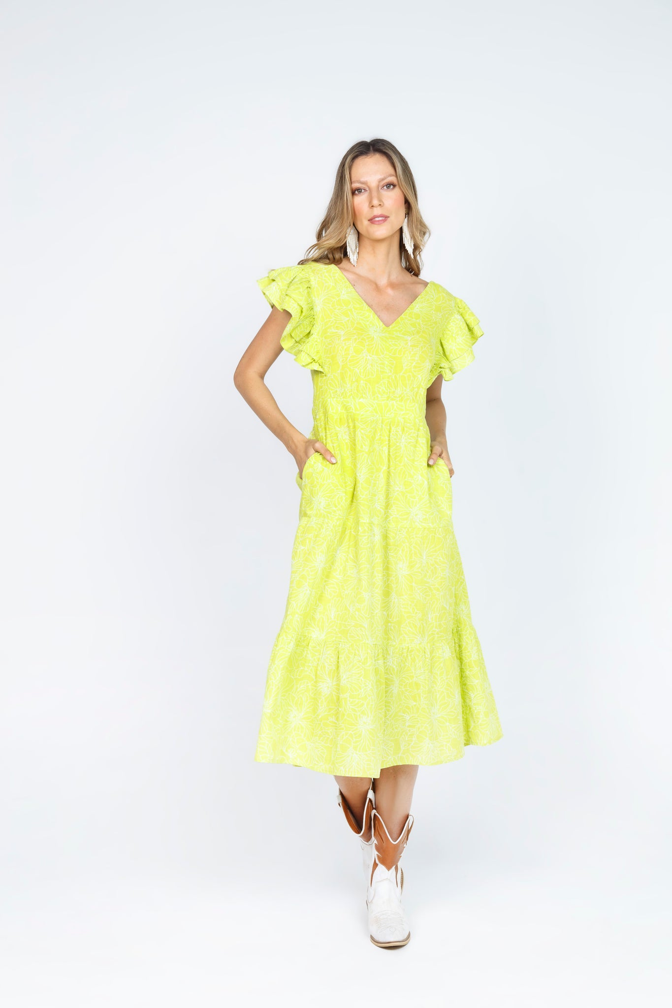 VESTIDO MIDI - VERDE LIMON