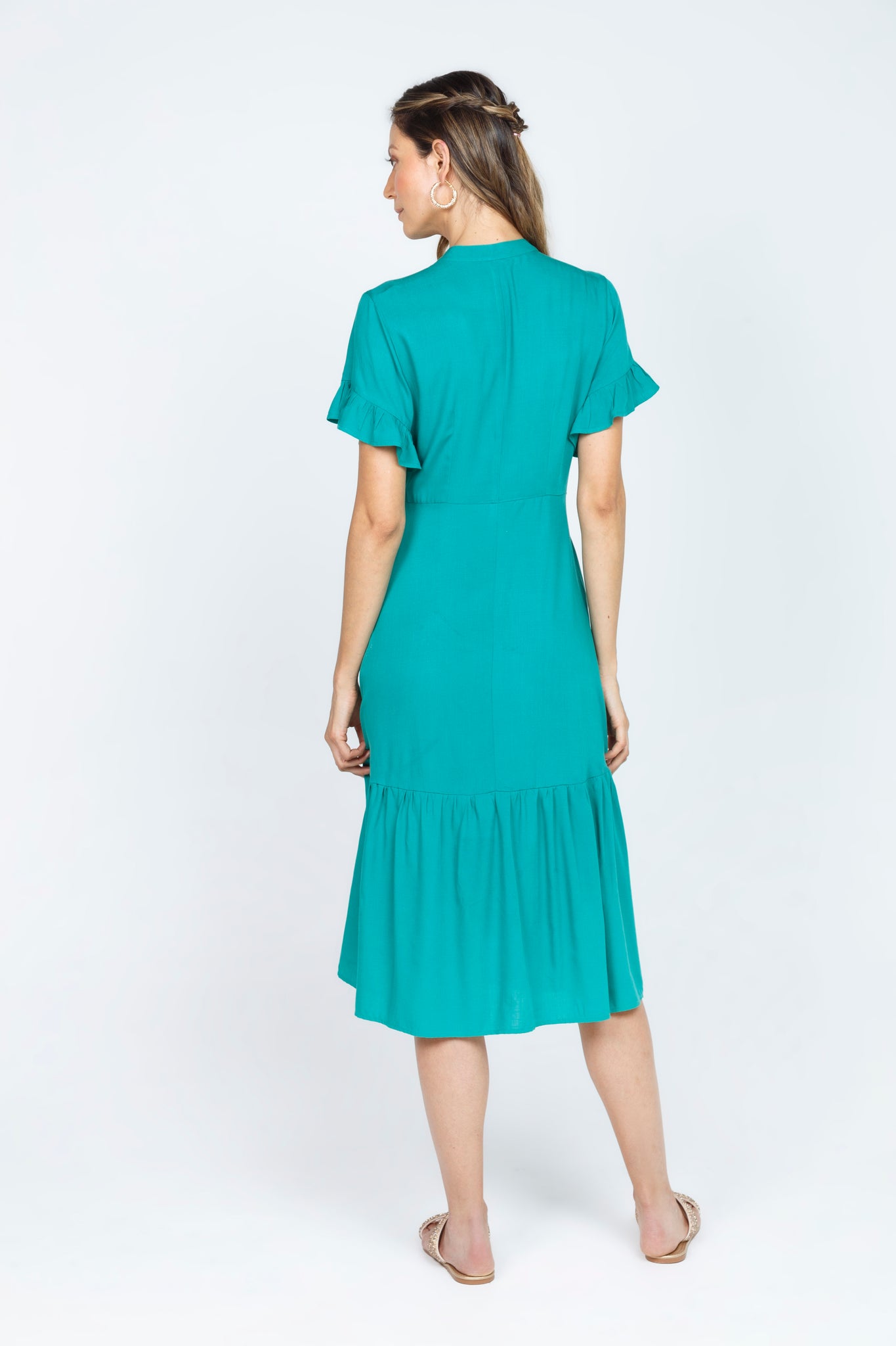 VESTIDO MIDI CAMISERO VERDE TURMALINA