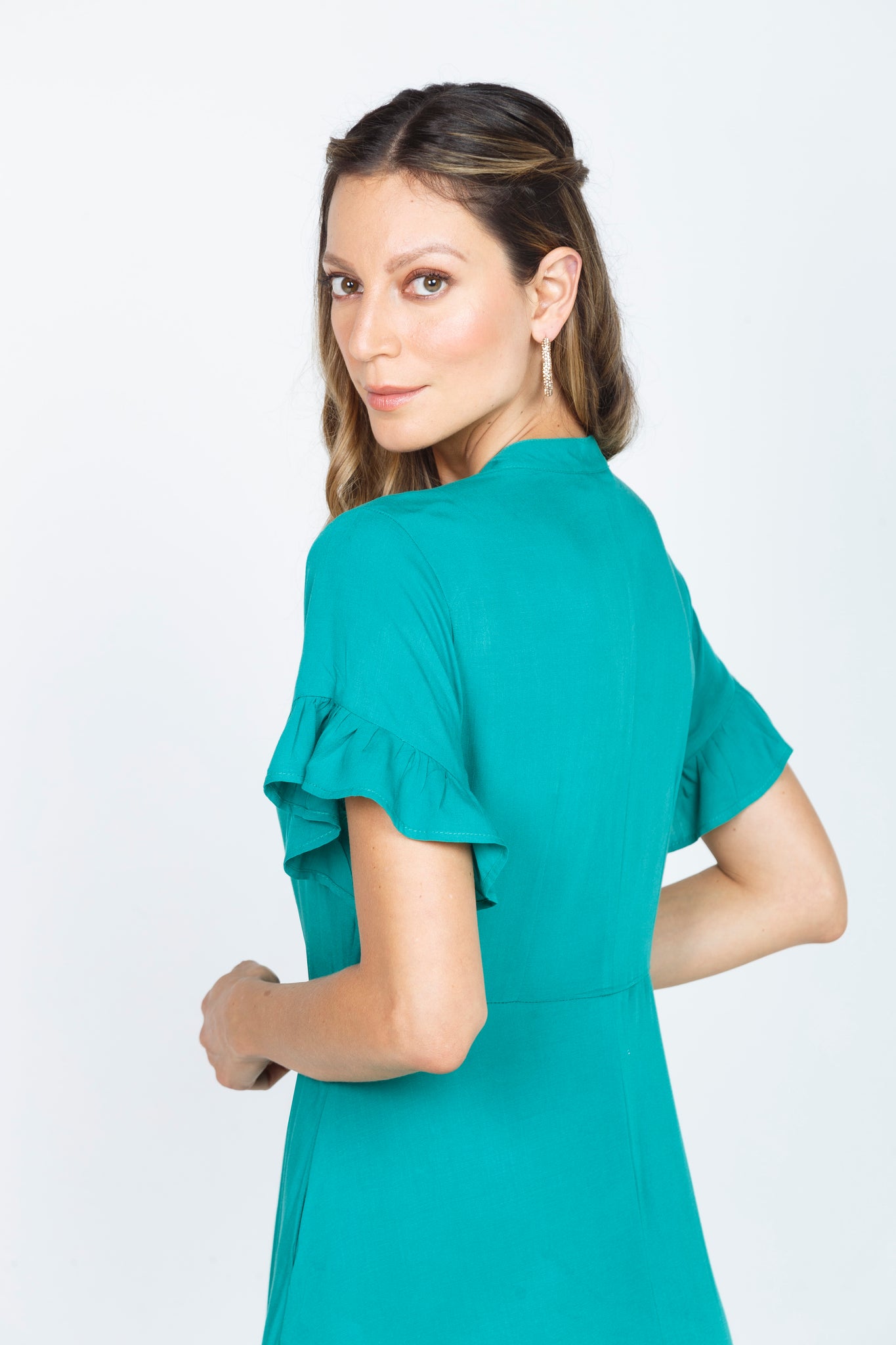 VESTIDO MIDI CAMISERO VERDE TURMALINA