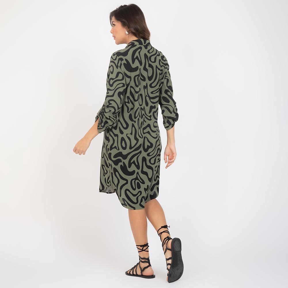 VESTIDO ESTAMPAD CAMISERO VERDE MILITAR