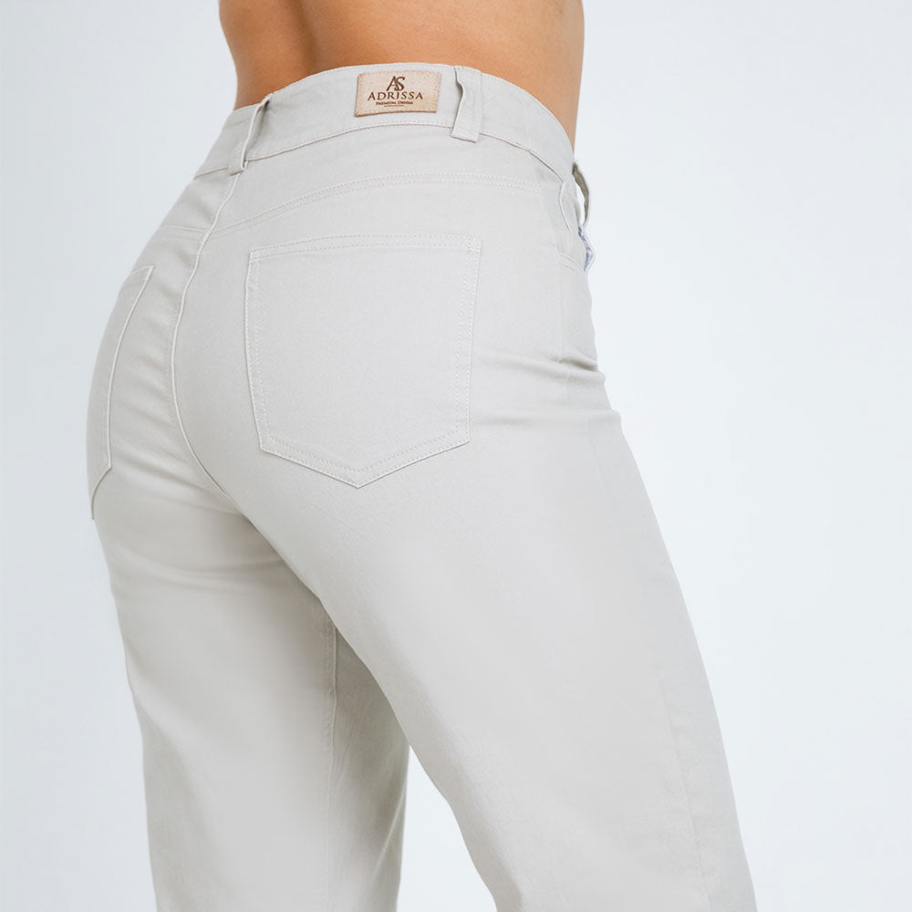 PANTALÓN FLARE CORTO - BEIGE