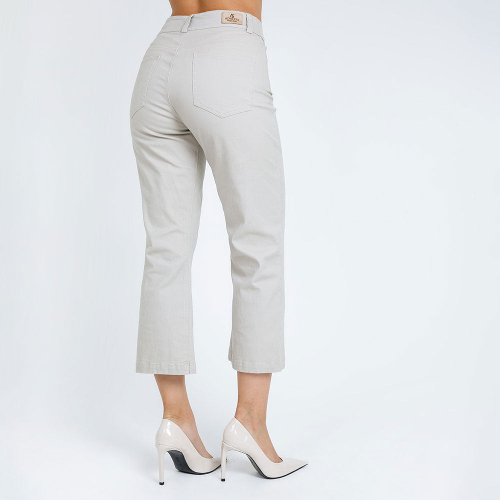 PANTALÓN FLARE CORTO - BEIGE