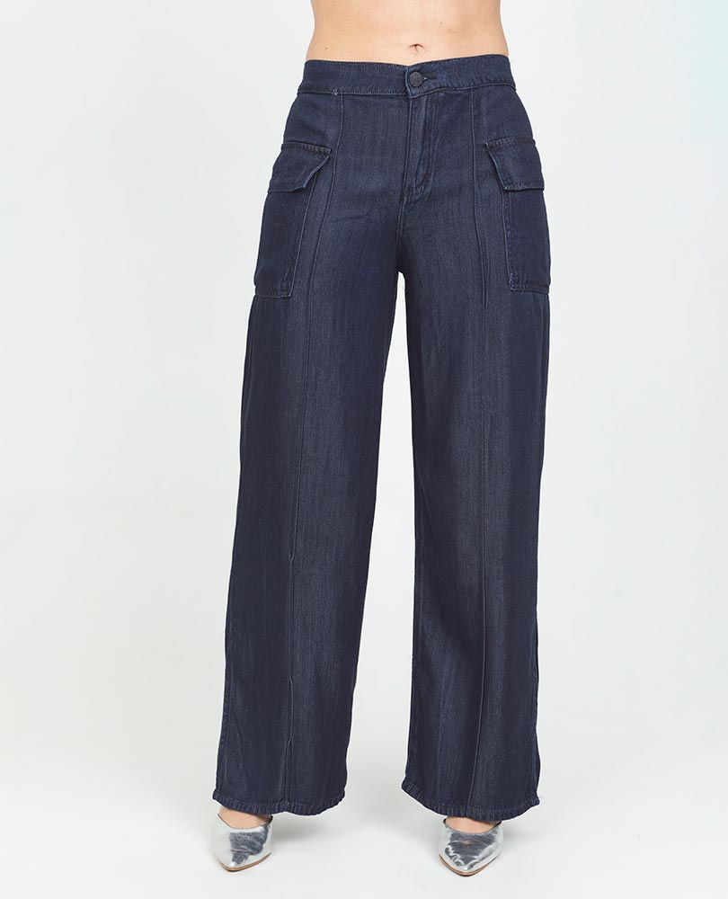 Women's Wide Leg Jeans with Tencel Side Patch Pockets
