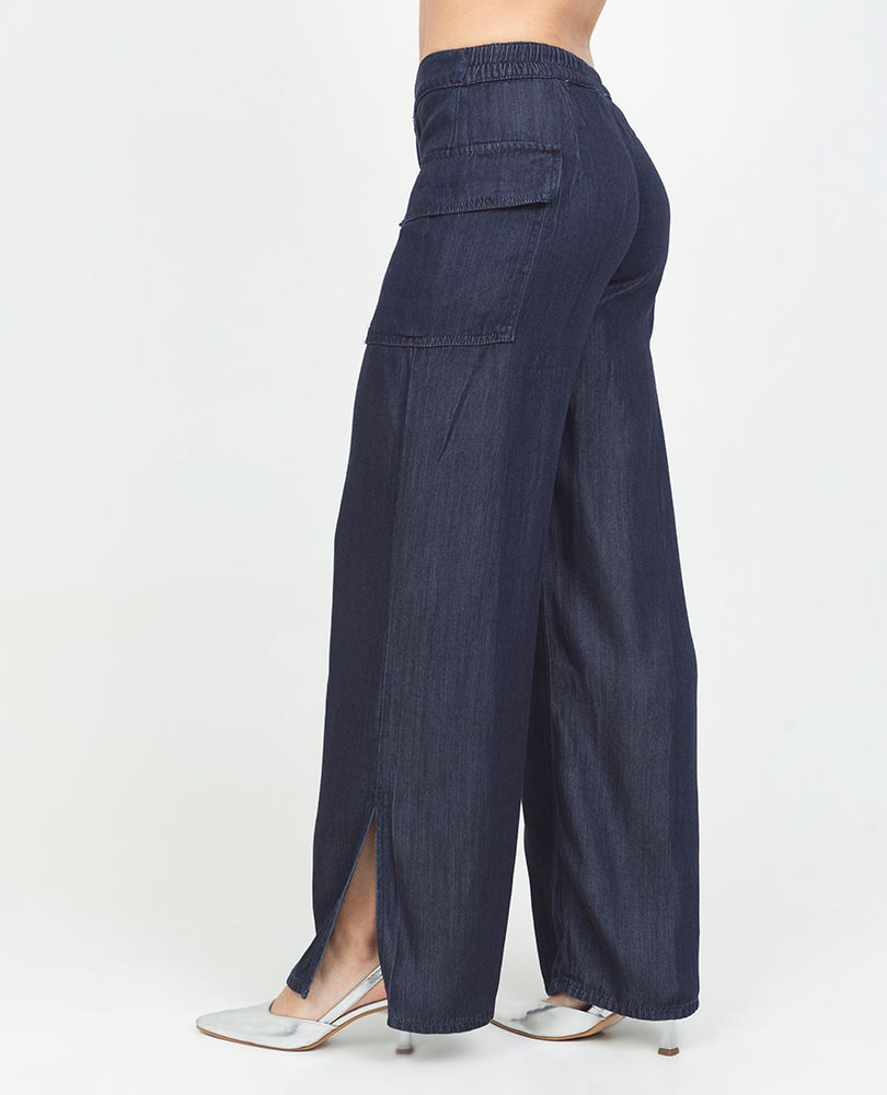 Women's Wide Leg Jeans with Tencel Side Patch Pockets