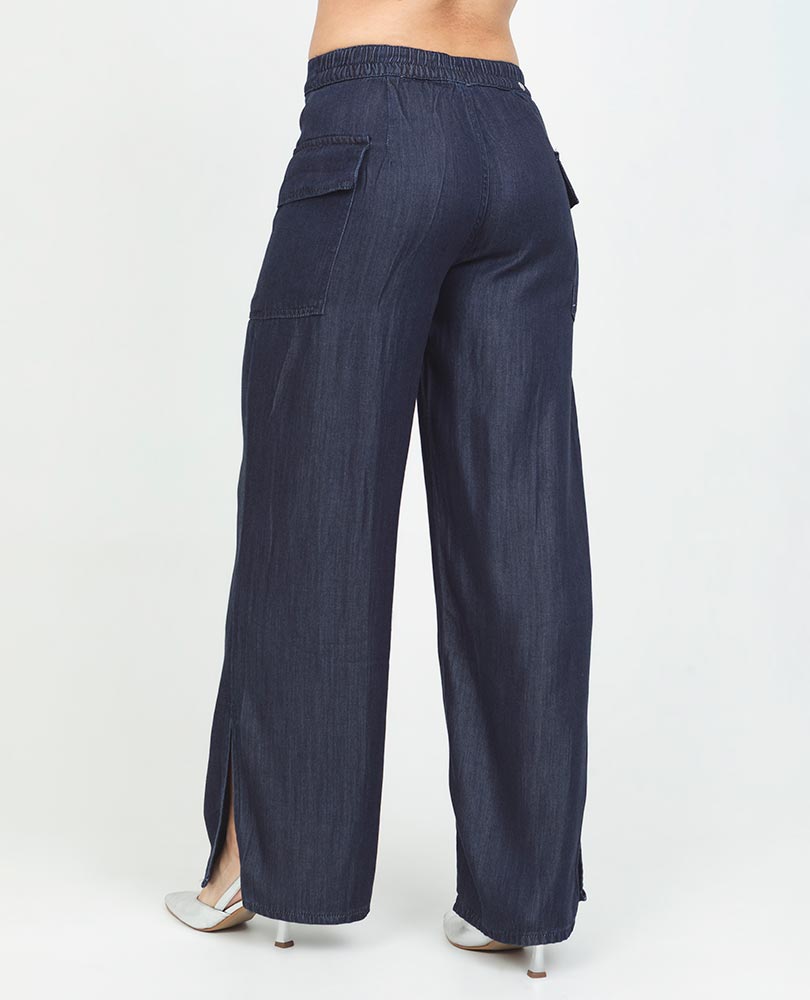 Women's Wide Leg Jeans with Tencel Side Patch Pockets