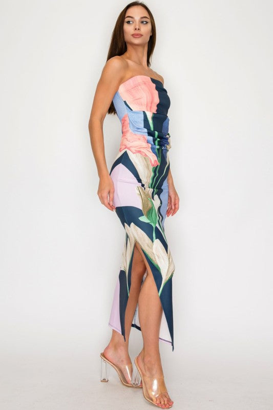 Floral print maxi slit dress Floral print maxi slit dress