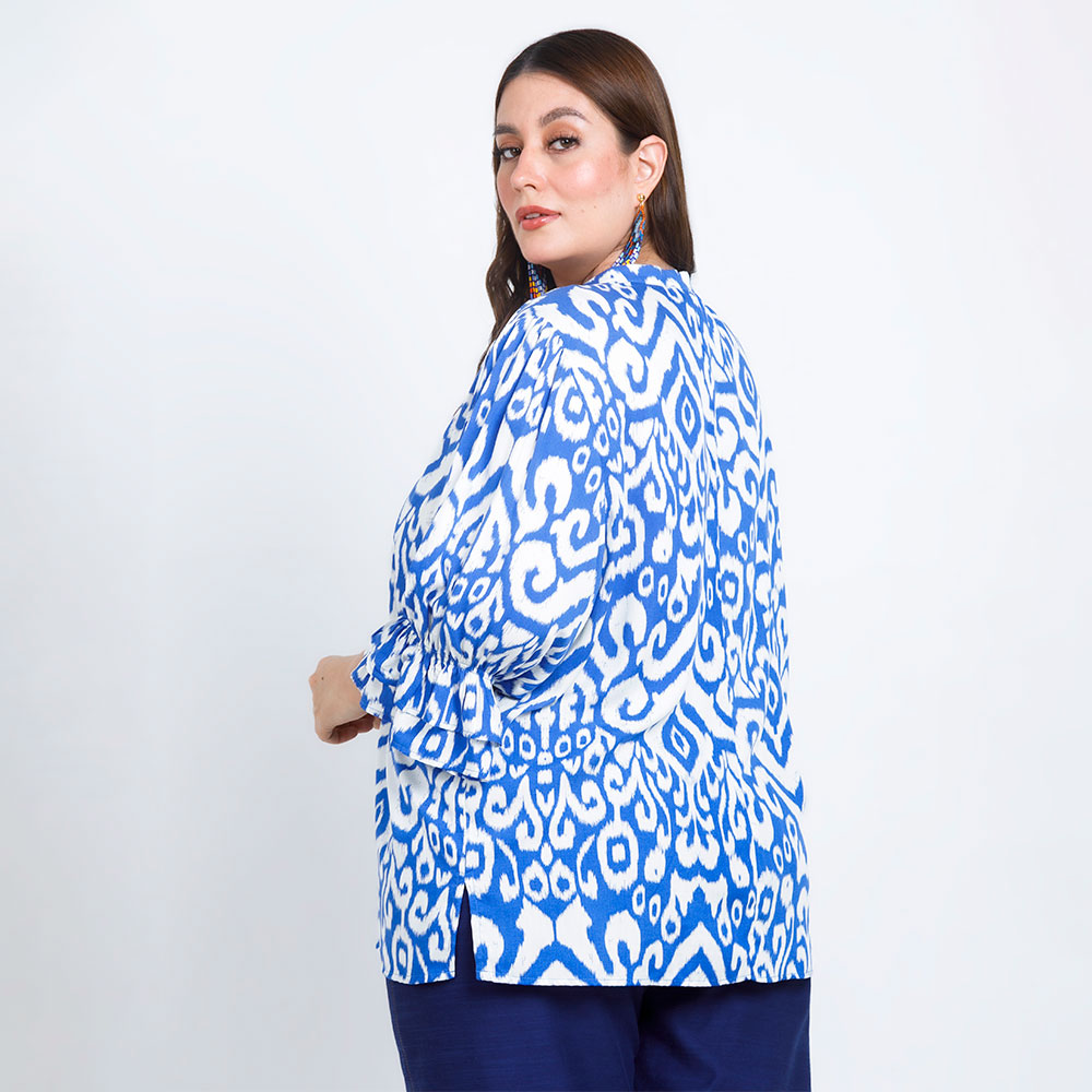 BIG SIZE BLOUSE WITH BLUE BOLERO