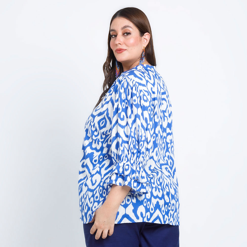 BIG SIZE BLOUSE WITH BLUE BOLERO