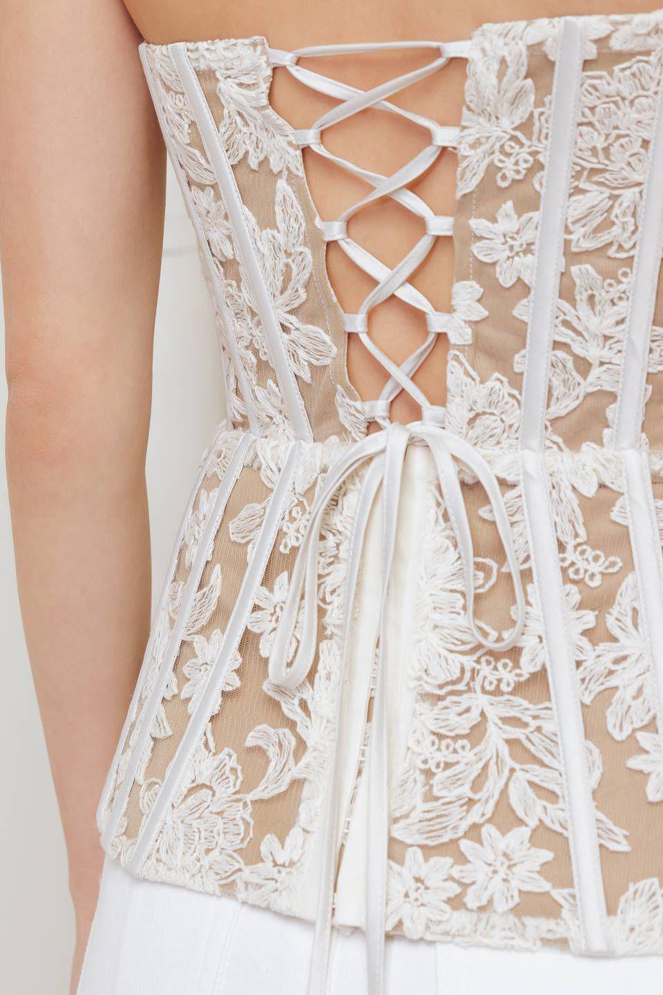 Corset Strapless | Tul Bordado Floral