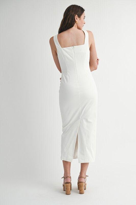 Vestido midi blanco con botones –  elegante y fresco