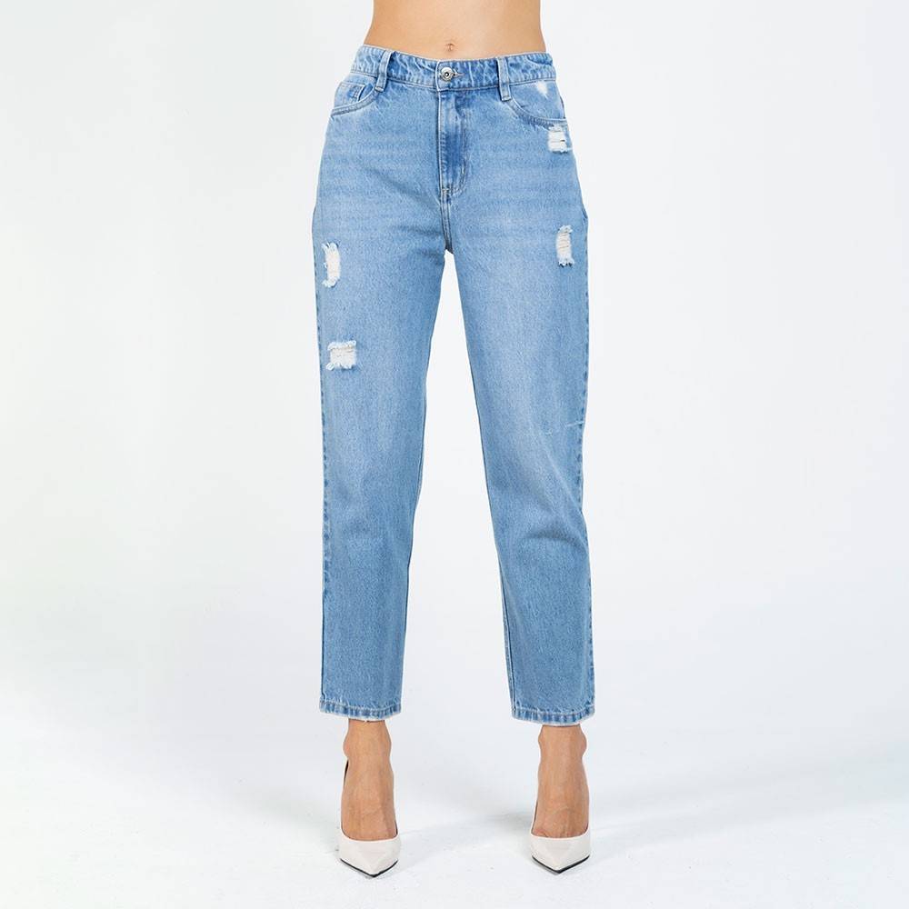 MEDIUM TONE JEAN WITH FIVE Ripped POCKETS