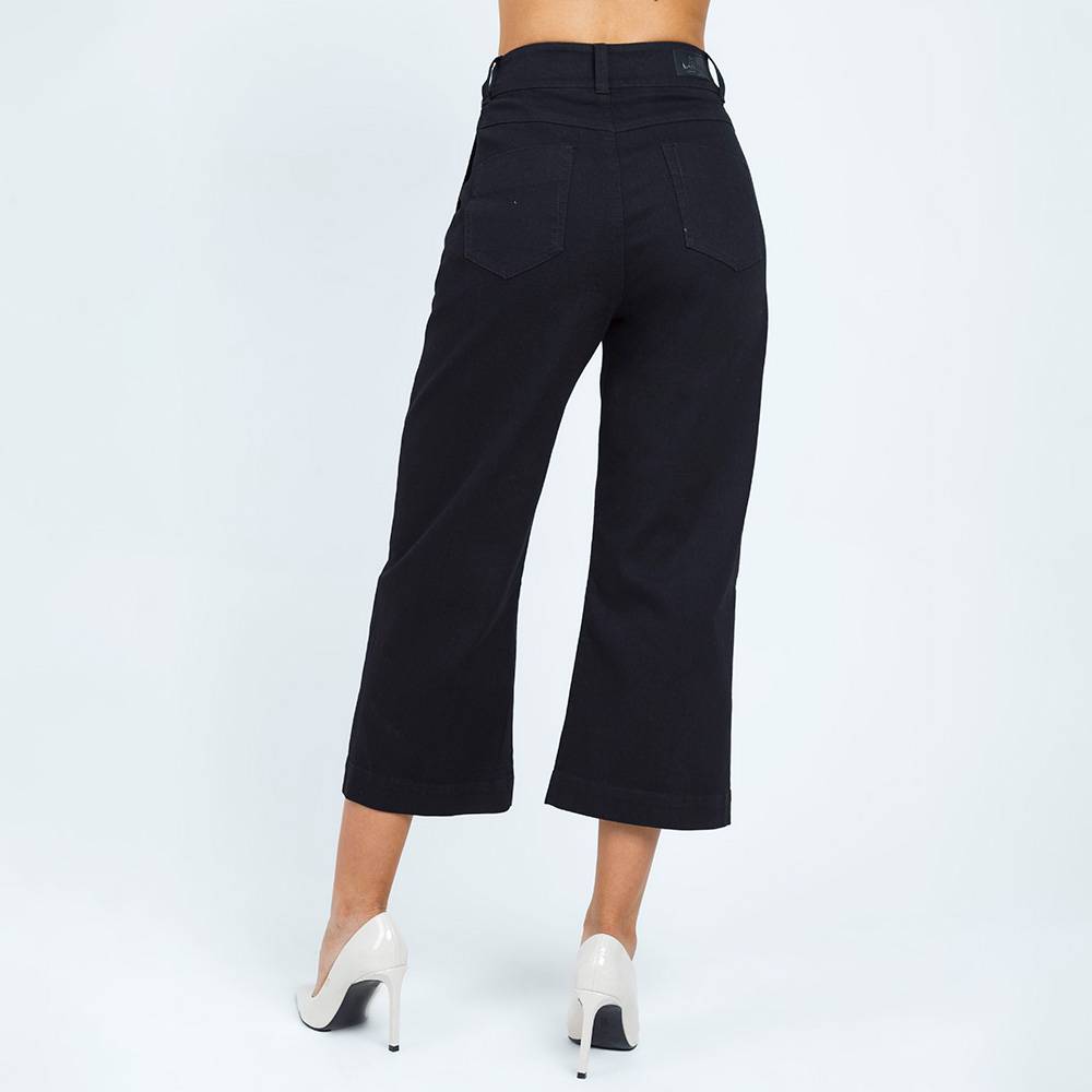 WIDE LEG PANTS WITH BOOT OPENINGS -BLACK