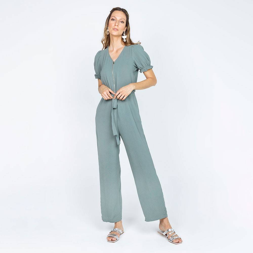 LONG JOGGING FOR WOMEN V NECKLINE WITH METAL ZIPPER SHORT SLEEVE